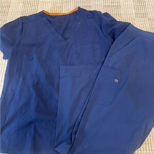 Navy Blue Medical Scrub Top and Pants Set